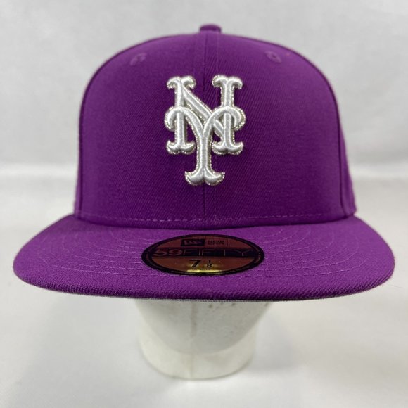 New Era 59FIFTY NY METS FITTED HAT GRAPE Purple 2000 WORLD SERIES PATCH 7 1/8" - Picture 1 of 5